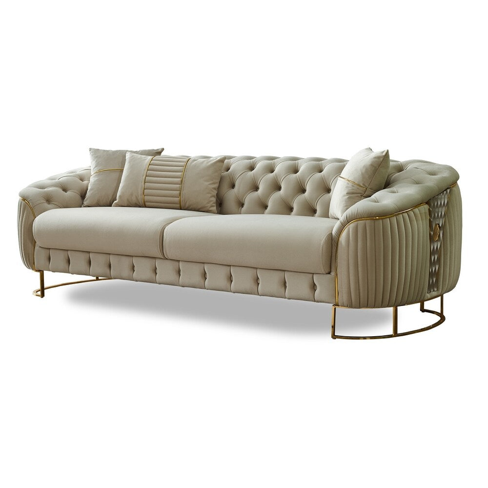Luz 3-Pieces One Sofa One Loveseat One Chair Living Room Set, Metal Leg