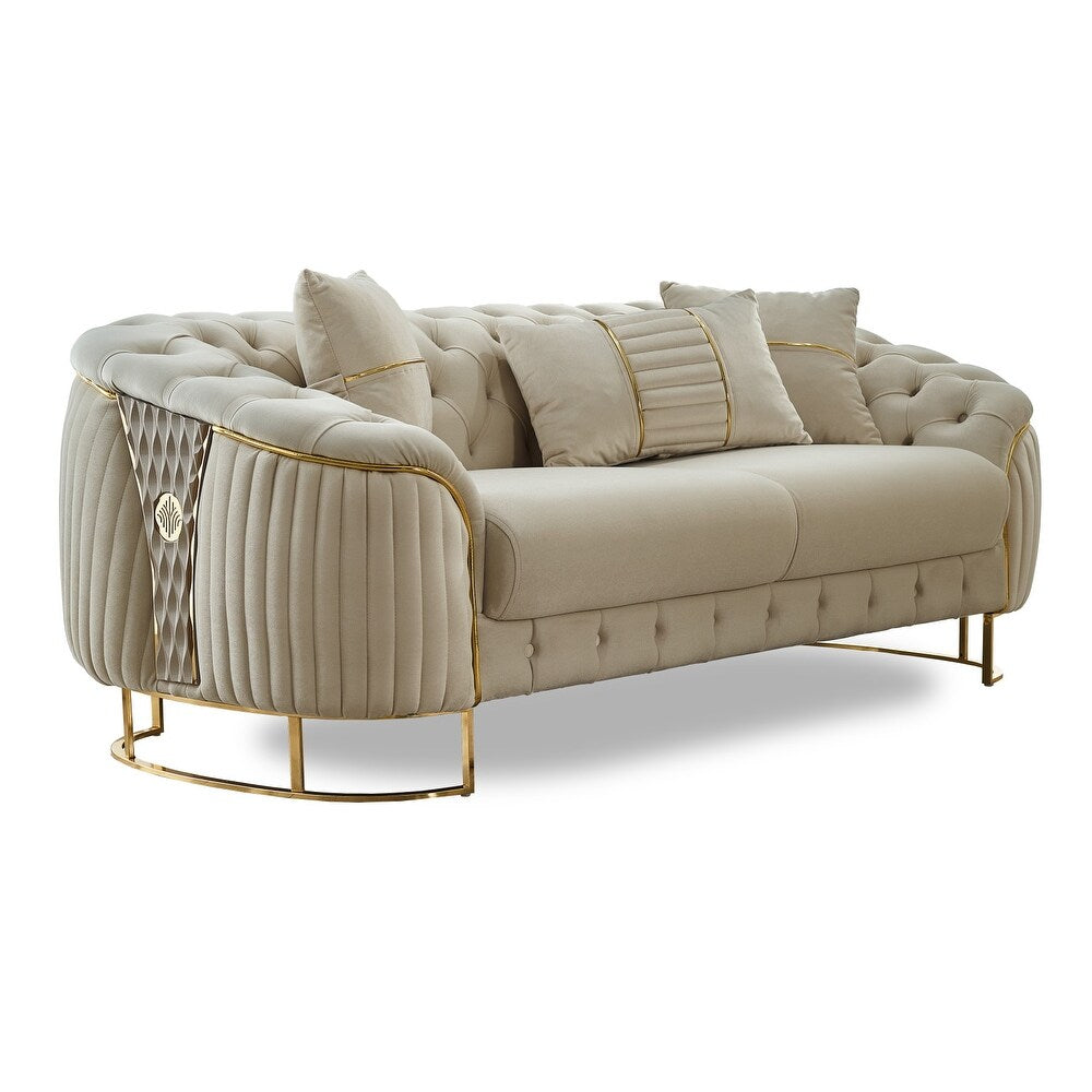 Luz 3-Pieces One Sofa One Loveseat One Chair Living Room Set, Metal Leg