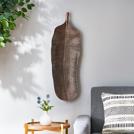 Lyerly Indoor Aluminum Handcrafted Medium Leaf Wall Decor by Christopher Knight Home