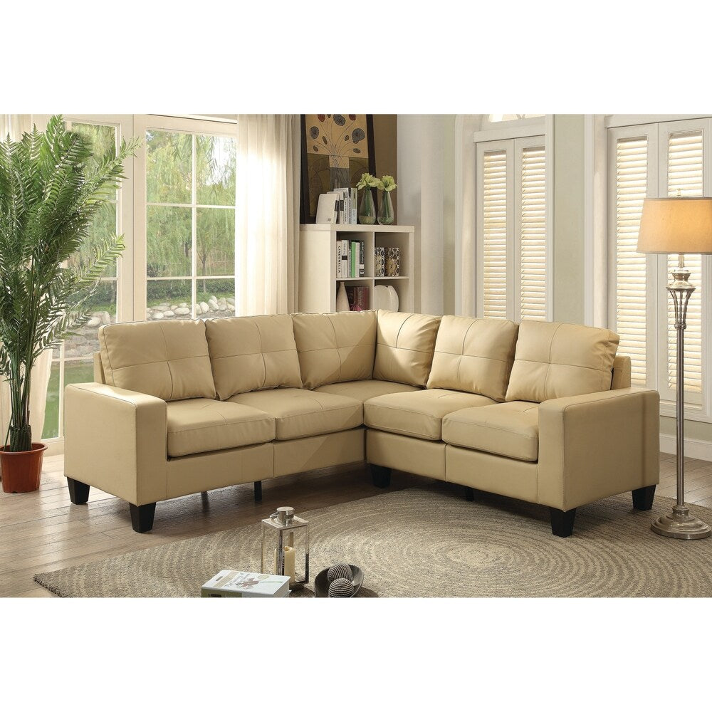 Lyke Home Beige Faux Leather Sectional