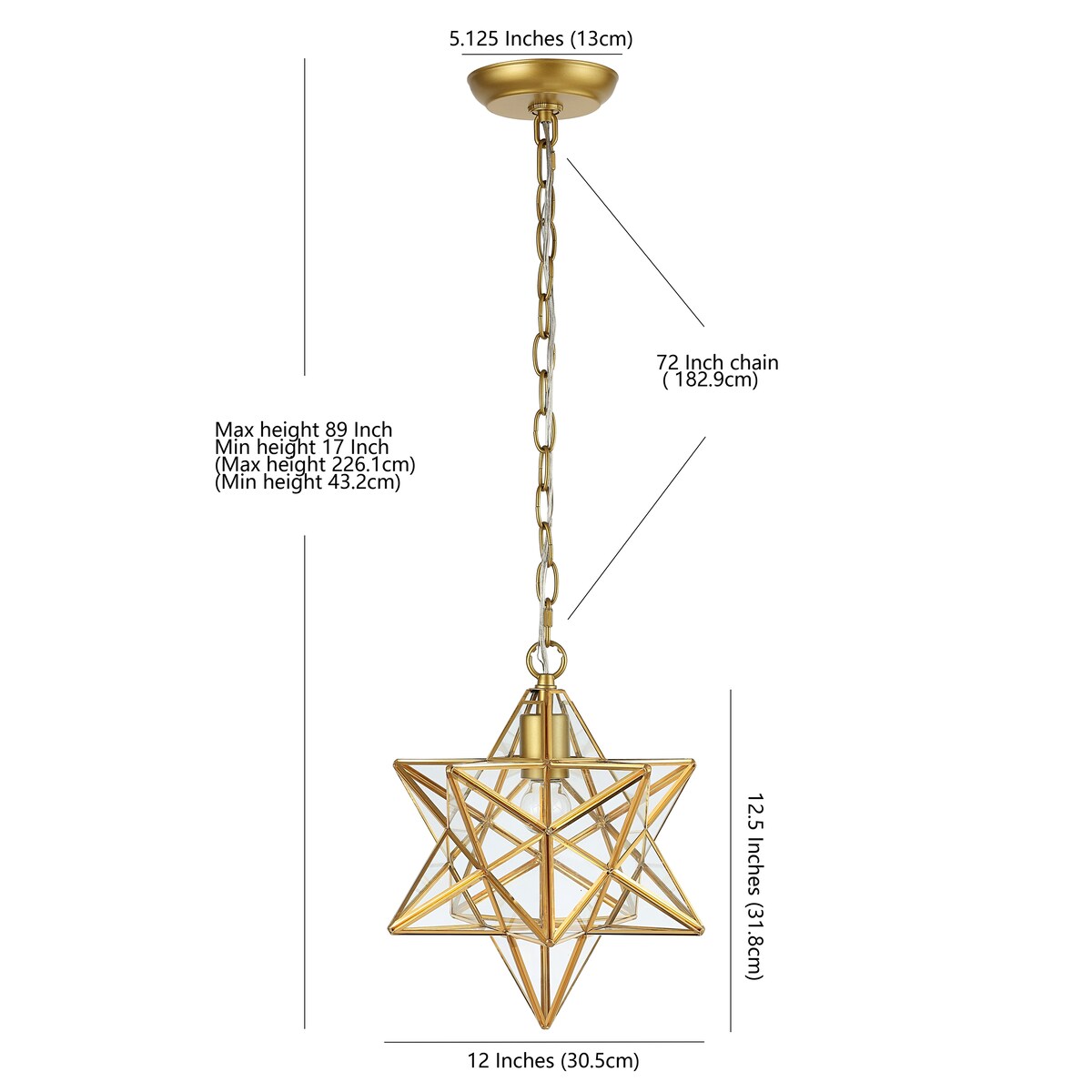 Lynn Moravian Star Metal/Clear Glass LED Pendant, by JONATHAN Y - 1 Light