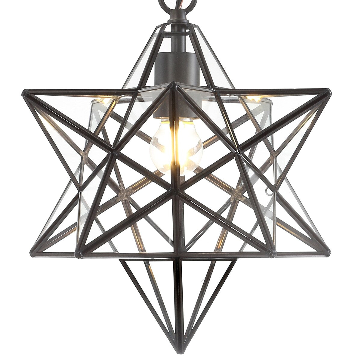 Lynn Moravian Star Metal/Clear Glass LED Pendant, by JONATHAN Y - 1 Light