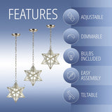 Lynn Moravian Star Metal/Clear Glass LED Pendant, by JONATHAN Y - 1 Light