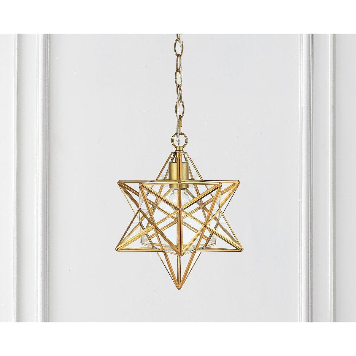 Lynn Moravian Star Metal/Clear Glass LED Pendant, by JONATHAN Y - 1 Light
