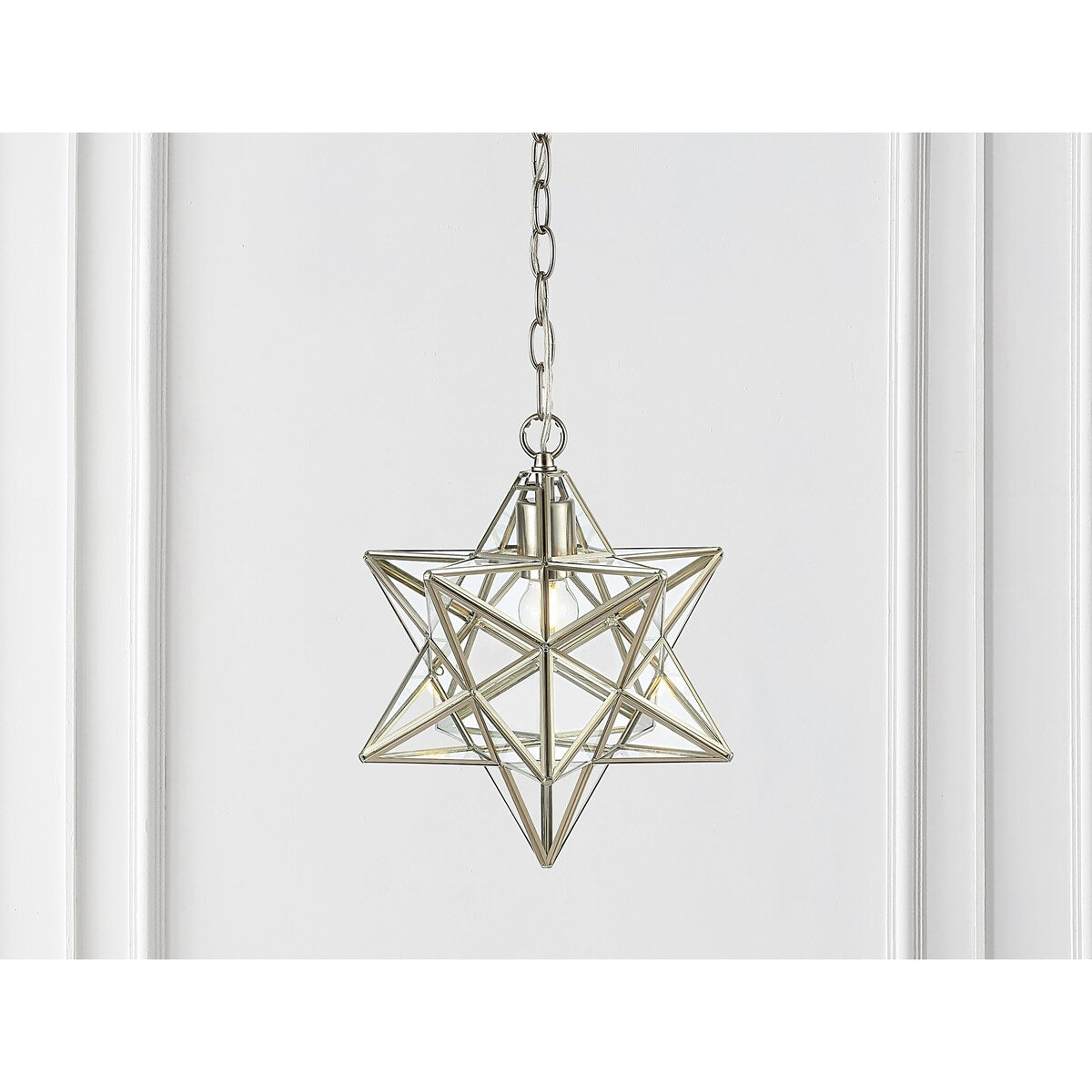 Lynn Moravian Star Metal/Clear Glass LED Pendant, by JONATHAN Y - 1 Light