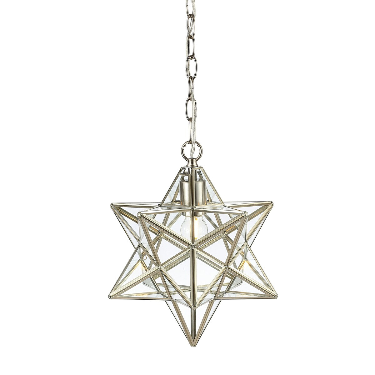 Lynn Moravian Star Metal/Clear Glass LED Pendant, by JONATHAN Y - 1 Light