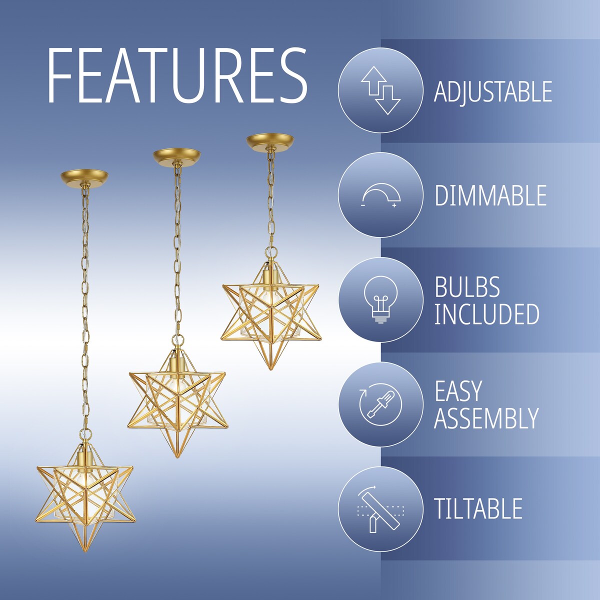 Lynn Moravian Star Metal/Clear Glass LED Pendant, by JONATHAN Y - 1 Light