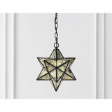 Lynn Moravian Star Metal/Clear Glass LED Pendant, by JONATHAN Y - 1 Light