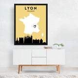 Lyon France Lyon France Heart City Map Maps Urban Art Print/Poster