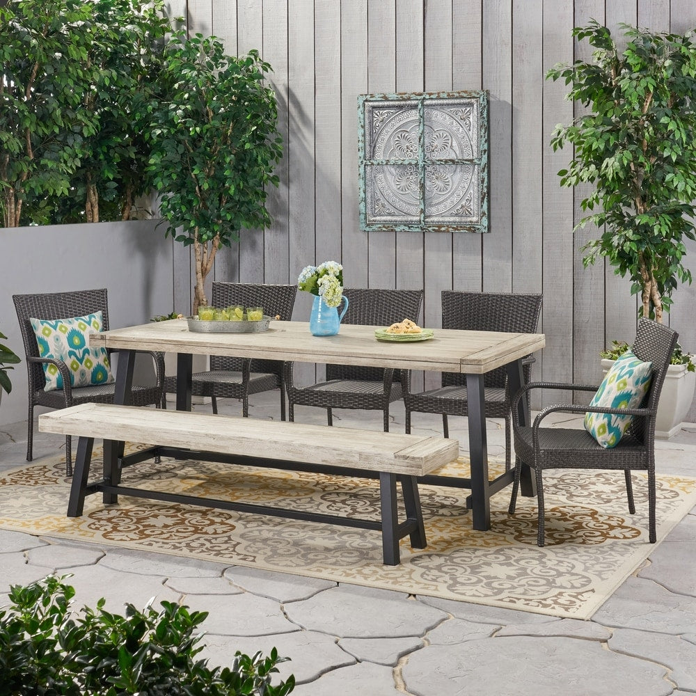 Lyons Outdoor Rustic 8-seater Dining Set by Christopher Knight Home