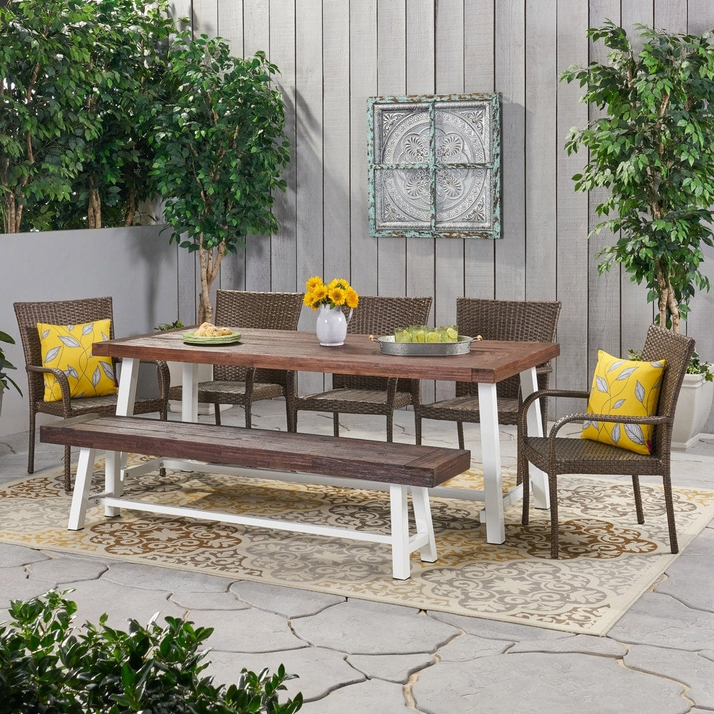 Lyons Outdoor Rustic 8-seater Dining Set by Christopher Knight Home