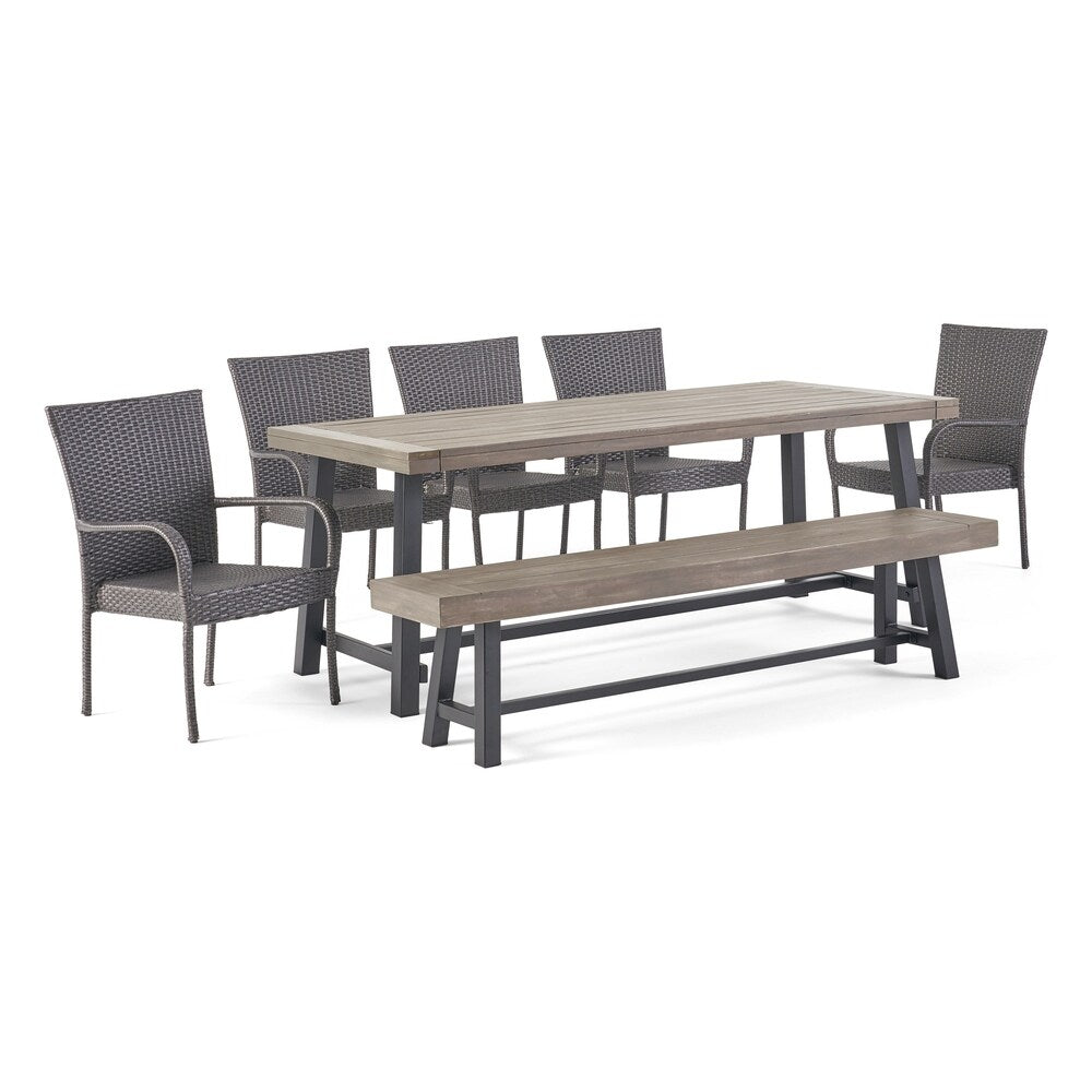Lyons Outdoor Rustic 8-seater Dining Set by Christopher Knight Home