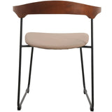 Lyra Modern Dining Chair in Upholstered Faux Leather with Beech Wood Back & Metal Legs by LeisureMod