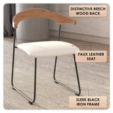 Lyra Modern Dining Chair in Upholstered Faux Leather with Beech Wood Back & Metal Legs by LeisureMod