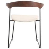 Lyra Modern Dining Chair in Upholstered Faux Leather with Beech Wood Back & Metal Legs by LeisureMod