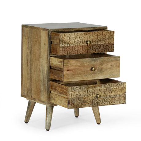Lytle Boho Mango Wood 3-drawer Nightstand by Christopher Knight Home