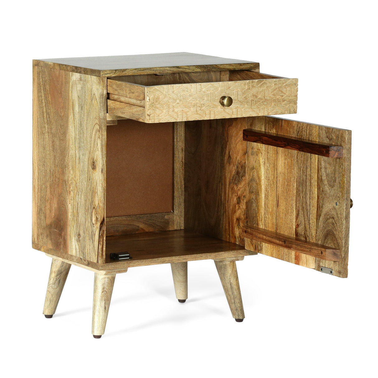 Lytle Boho Handcrafted Mango Wood Nightstand with Storage by Christopher Knight Home