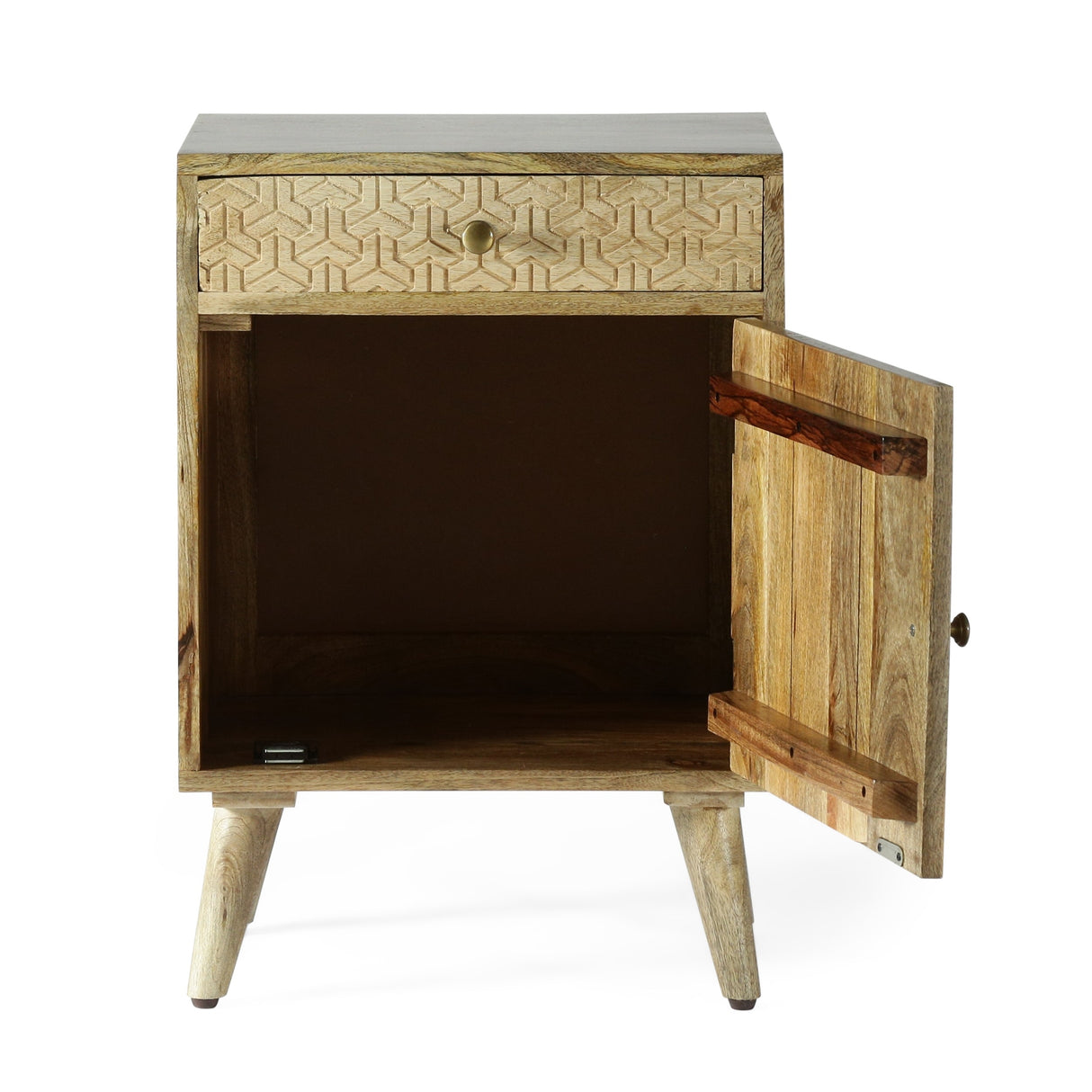 Lytle Boho Handcrafted Mango Wood Nightstand with Storage by Christopher Knight Home