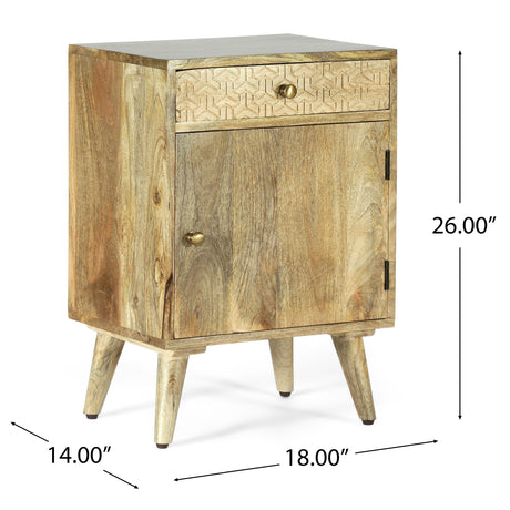 Lytle Boho Handcrafted Mango Wood Nightstand with Storage by Christopher Knight Home