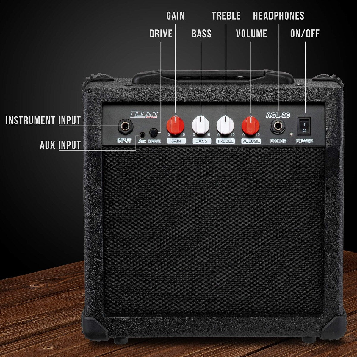 LyxPro Electric Guitar Amplifier 20 Watt Guitar Amp w/Built-In Speaker