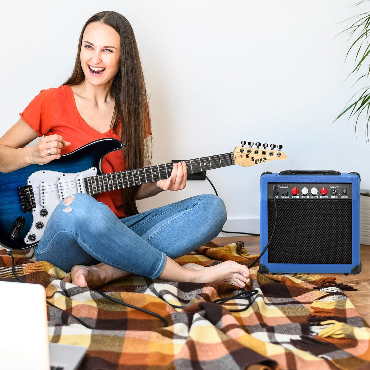 LyxPro Electric Guitar Amplifier 20 Watt Guitar Amp w/Built-In Speaker