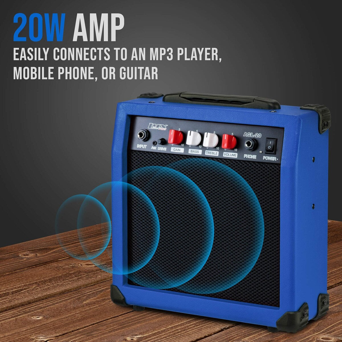LyxPro Electric Guitar Amplifier 20 Watt Guitar Amp w/Built-In Speaker