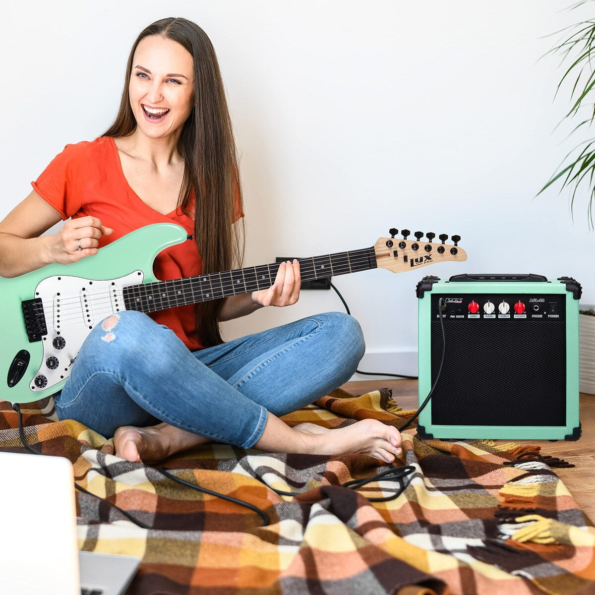 LyxPro Electric Guitar Amplifier 20 Watt Guitar Amp w/Built-In Speaker