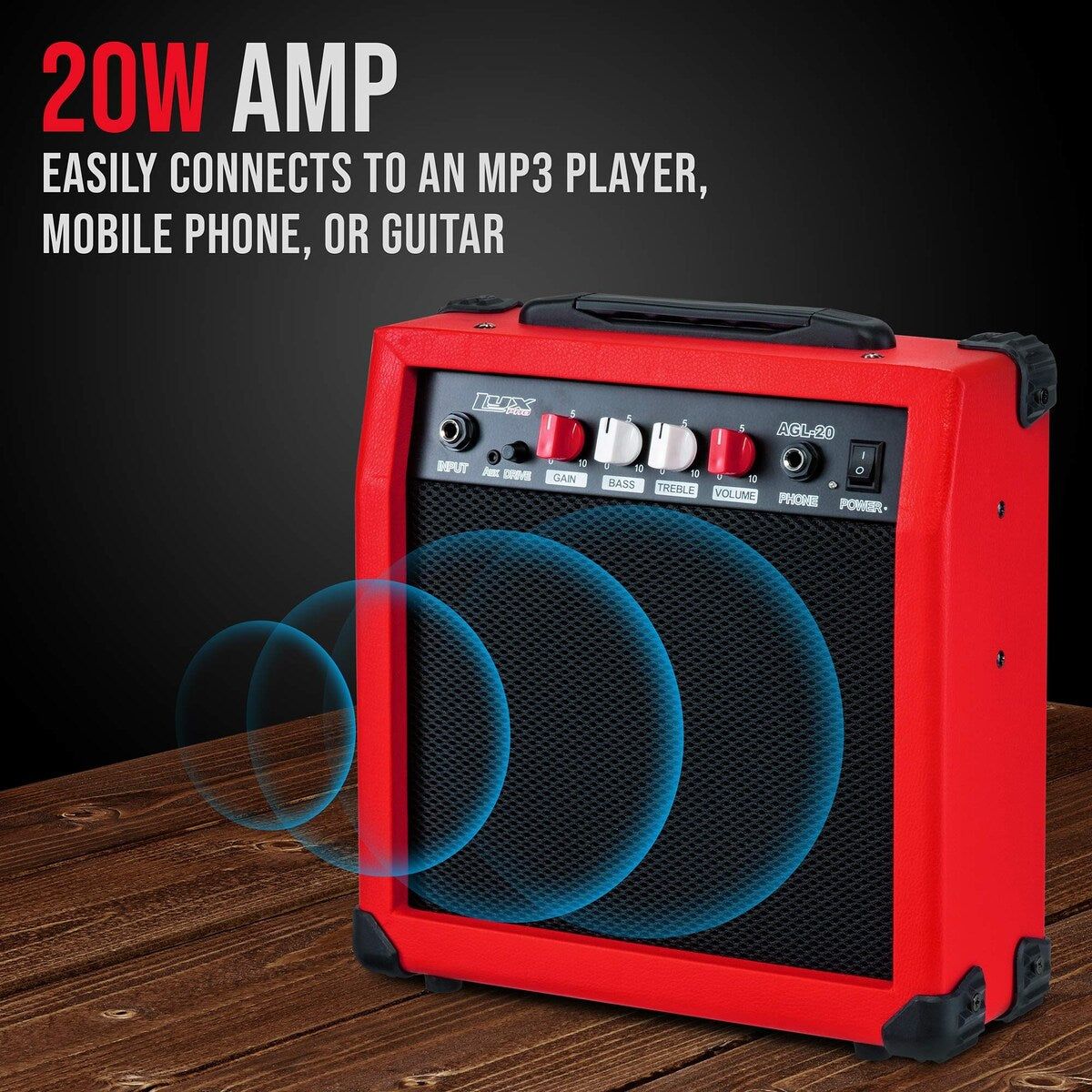 LyxPro Electric Guitar Amplifier 20 Watt Guitar Amp w/Built-In Speaker