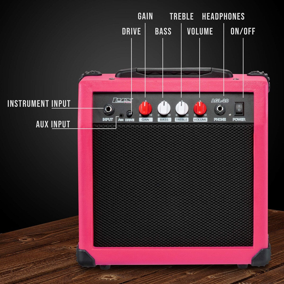 LyxPro Electric Guitar Amplifier 20 Watt Guitar Amp w/Built-In Speaker