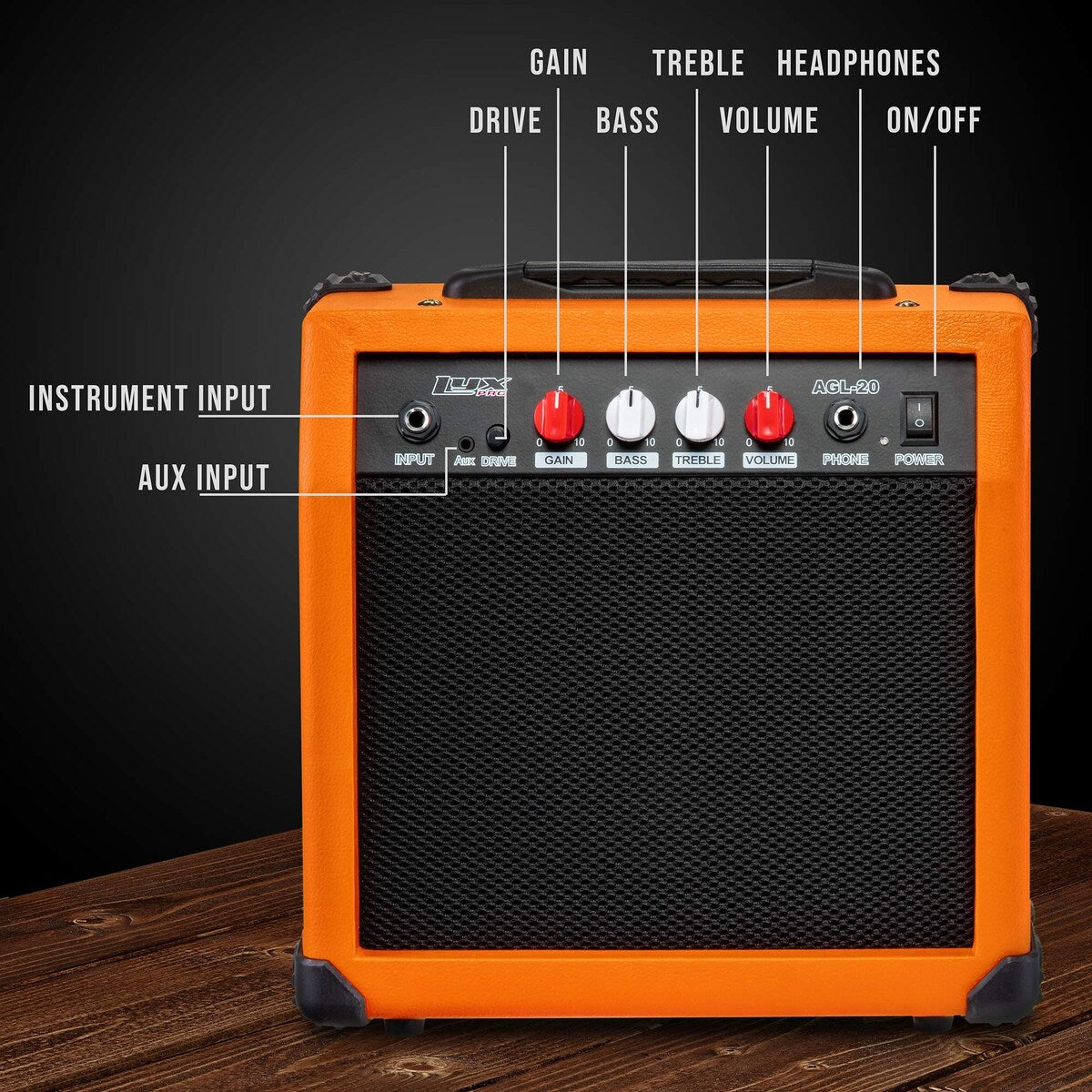 LyxPro Electric Guitar Amplifier 20 Watt Guitar Amp w/Built-In Speaker