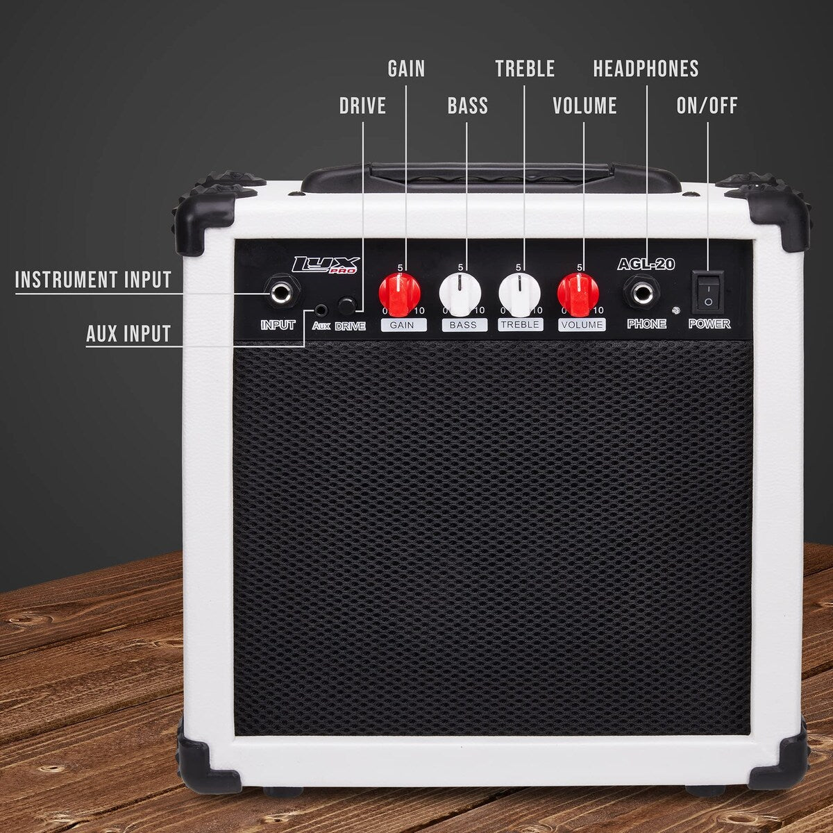 LyxPro Electric Guitar Amplifier 20 Watt Guitar Amp w/Built-In Speaker