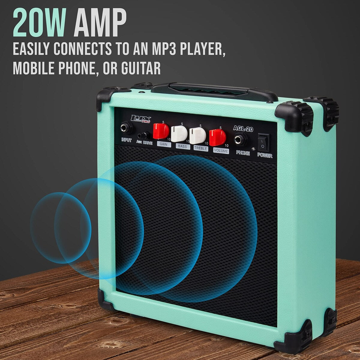 LyxPro Electric Guitar Amplifier 20 Watt Guitar Amp w/Built-In Speaker