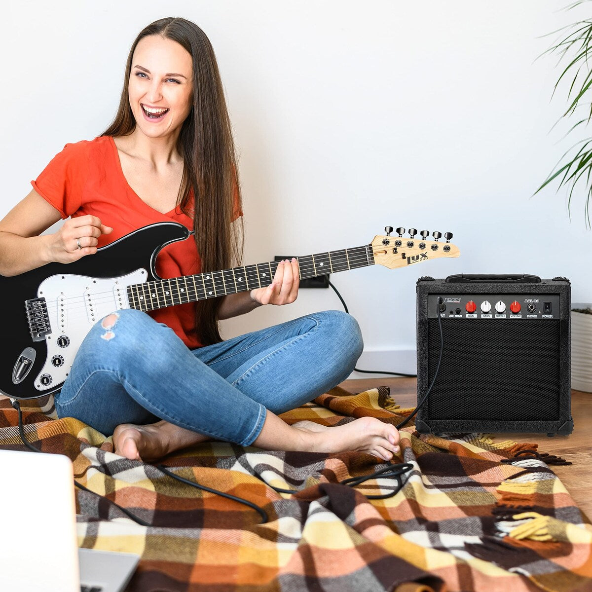 LyxPro Electric Guitar Amplifier 20 Watt Guitar Amp w/Built-In Speaker