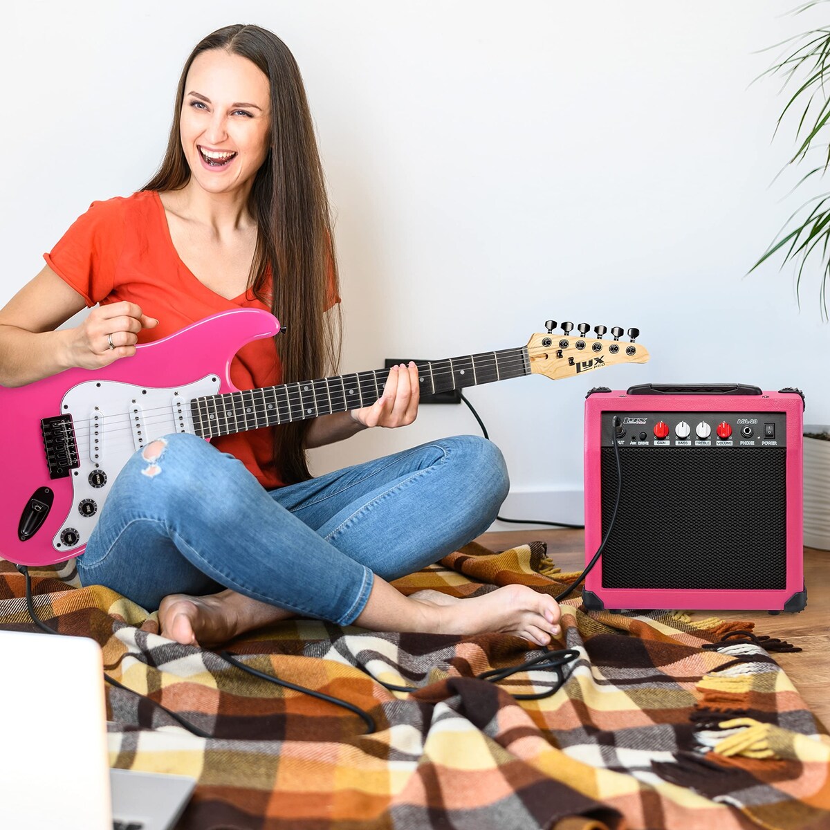 LyxPro Electric Guitar Amplifier 20 Watt Guitar Amp w/Built-In Speaker