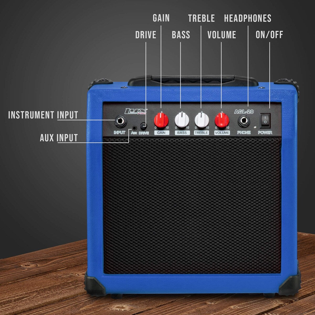 LyxPro Electric Guitar Amplifier 20 Watt Guitar Amp w/Built-In Speaker