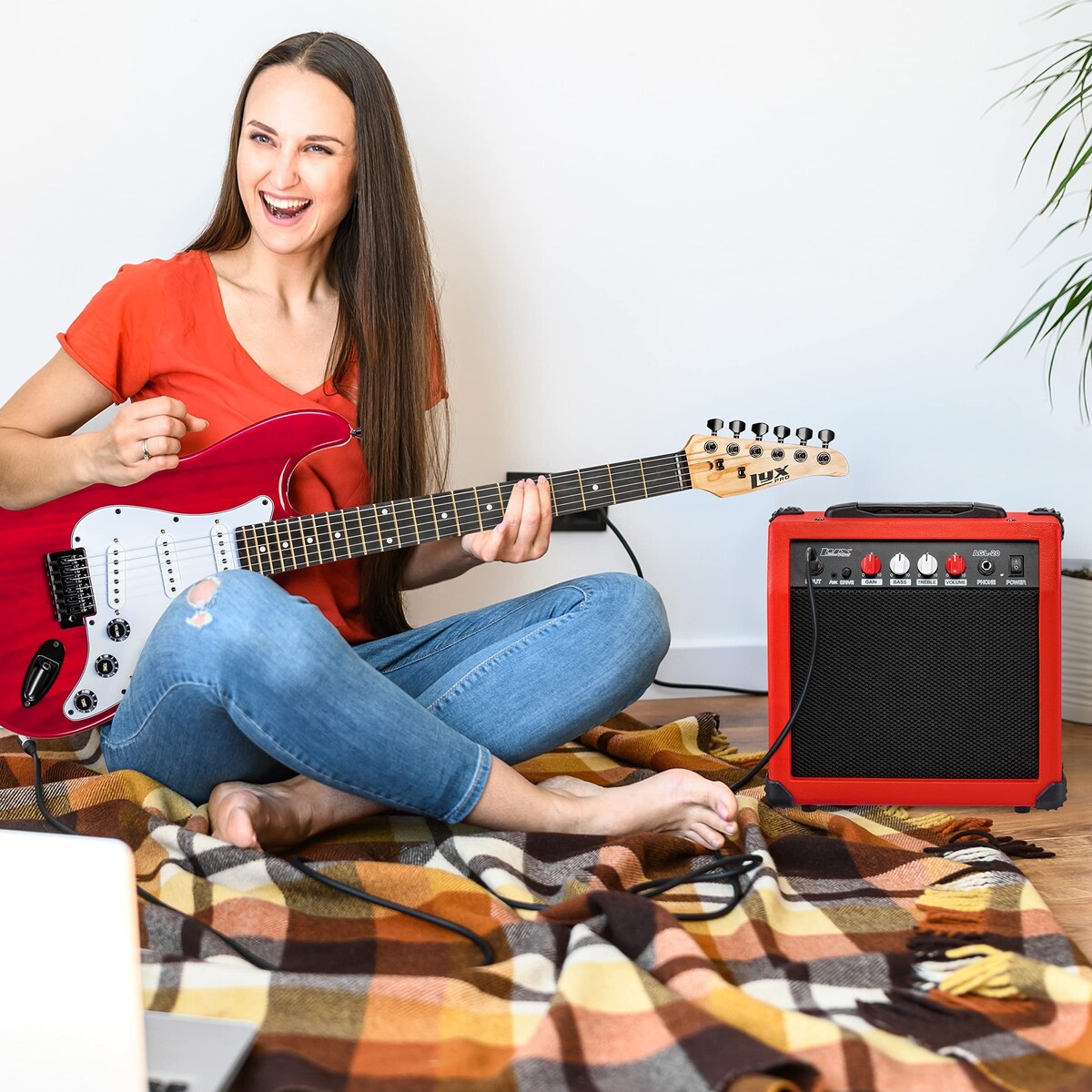 LyxPro Electric Guitar Amplifier 20 Watt Guitar Amp w/Built-In Speaker