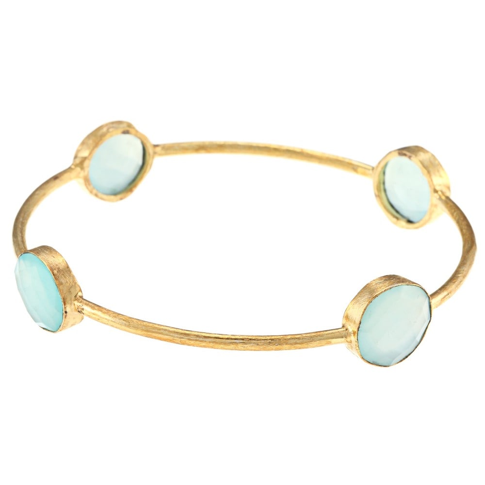 Miadora 22K Yellow Gold-Plated Brass Gemstone Bangle Bracelet