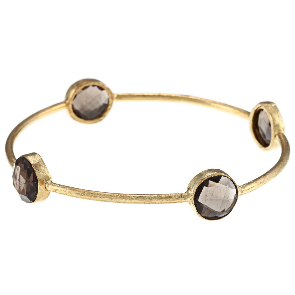 Miadora 22K Yellow Gold-Plated Brass Gemstone Bangle Bracelet
