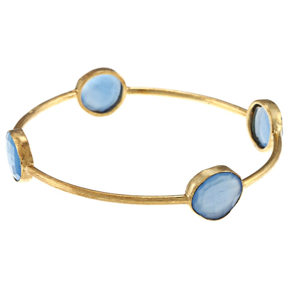 Miadora 22K Yellow Gold-Plated Brass Gemstone Bangle Bracelet