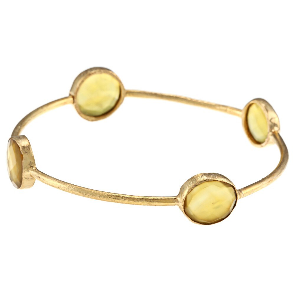 Miadora 22K Yellow Gold-Plated Brass Gemstone Bangle Bracelet