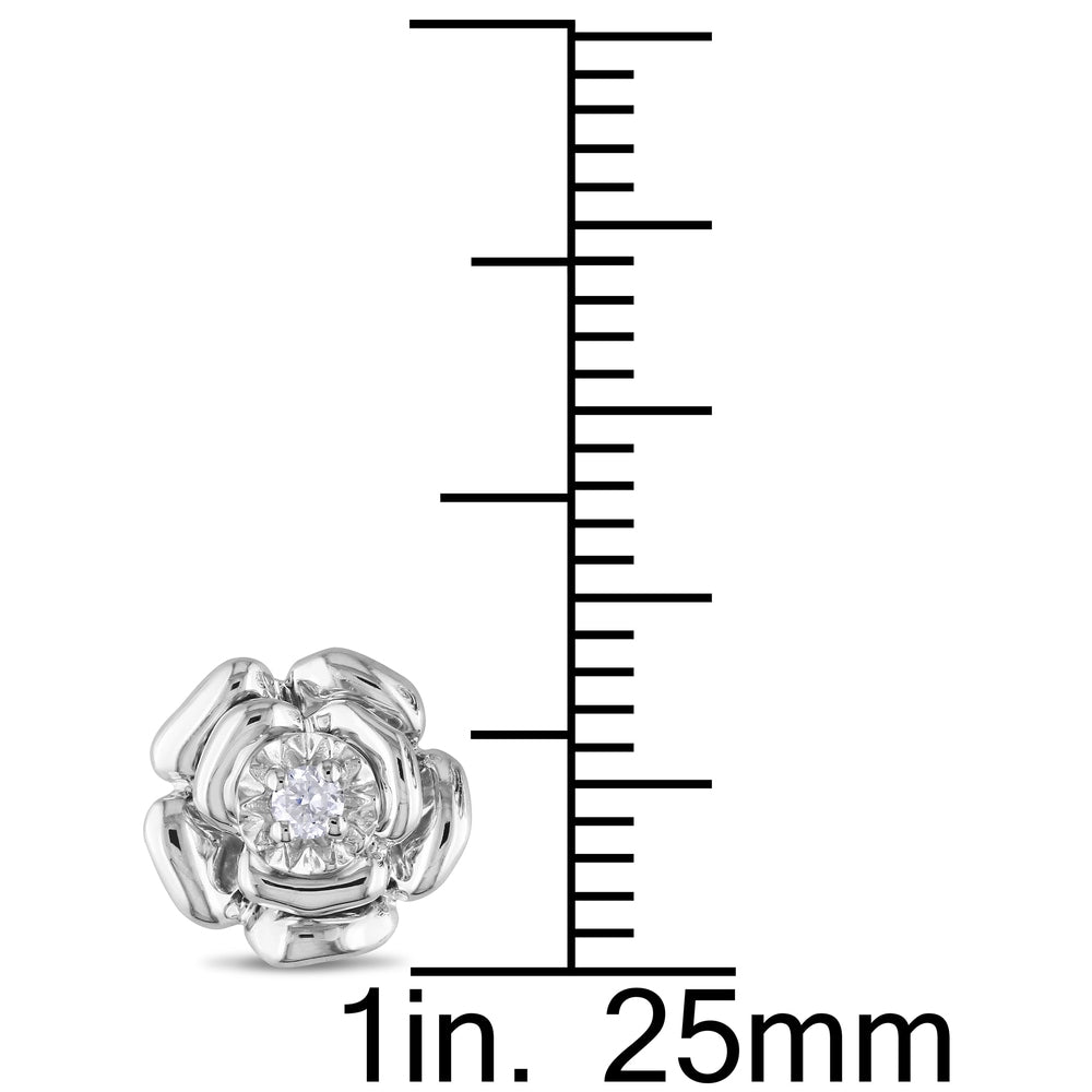 Miadora Sterling Silver Diamond Flower Earrings - 8.9 mm x 8.6 mm x 6.3 mm - 8.9 mm x 8.6 mm x 6.3 mm