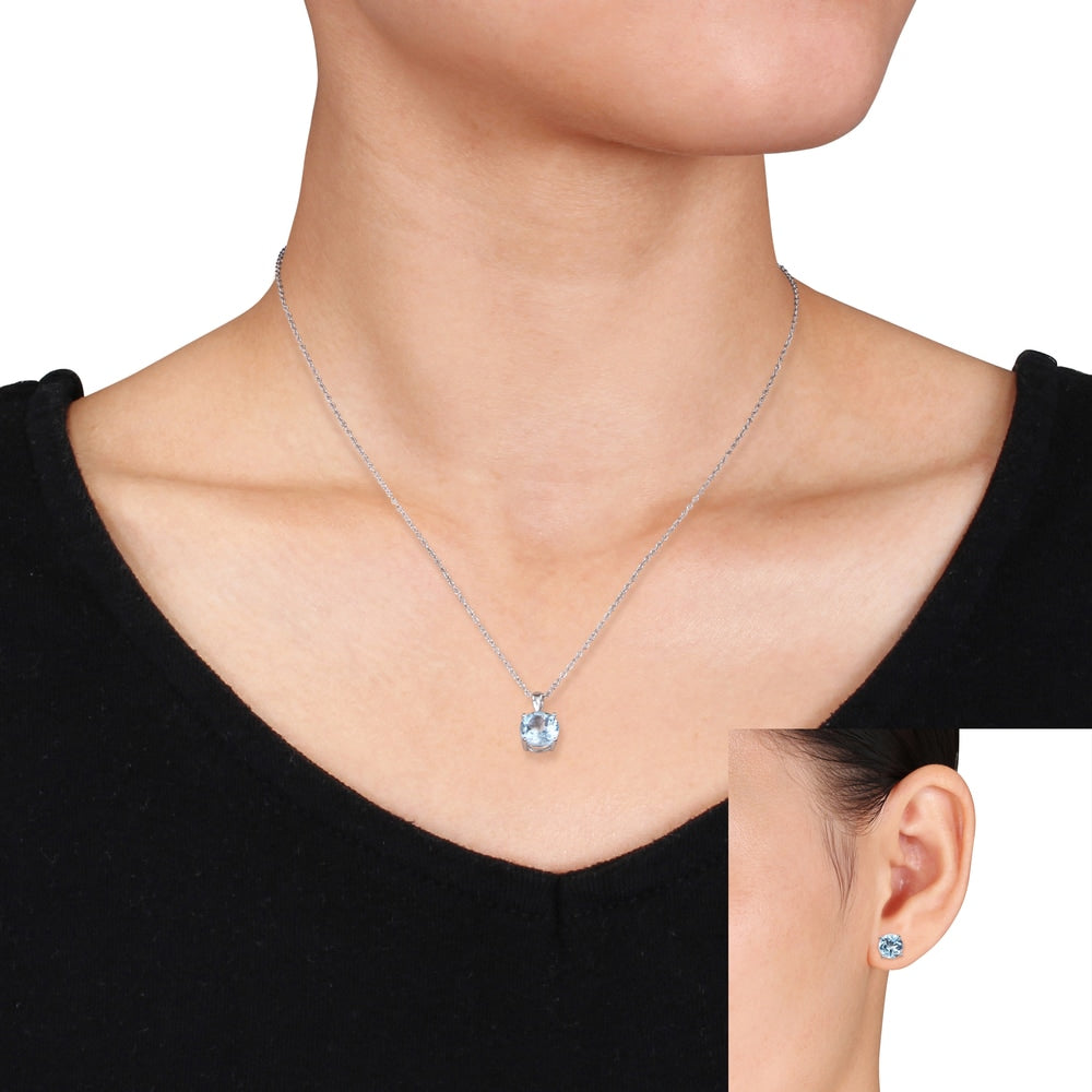 Miadora Sterling Silver Sky Blue Topaz Jewelry Set