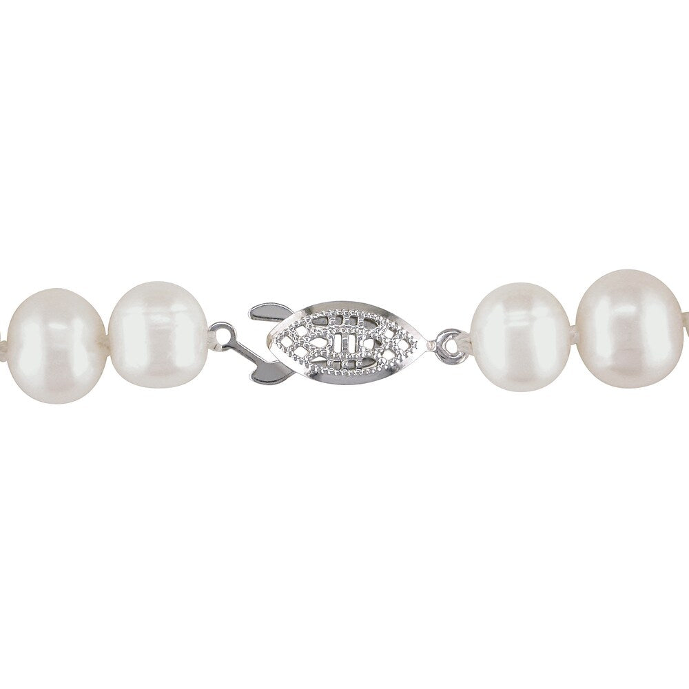 Miadora White Cultured Freshwater Pearl Necklace (9-10 mm)