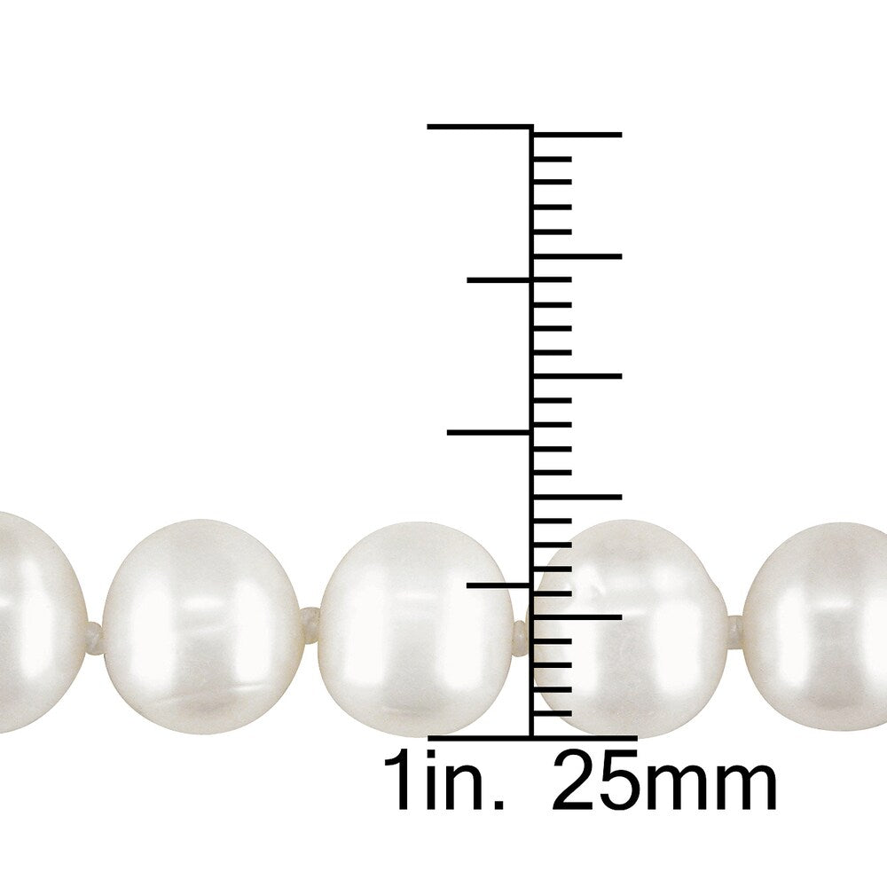 Miadora White Cultured Freshwater Pearl Necklace (9-10 mm)
