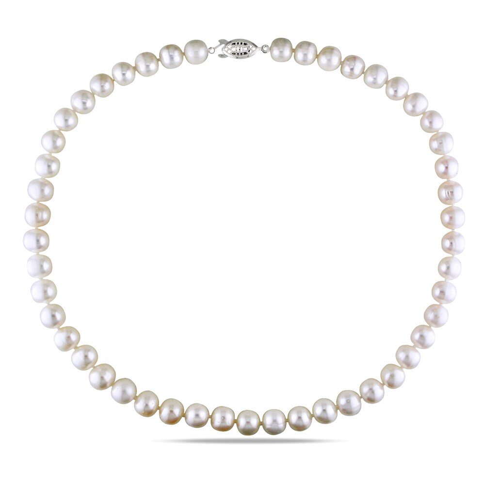 Miadora White Cultured Freshwater Pearl Necklace (9-10 mm)
