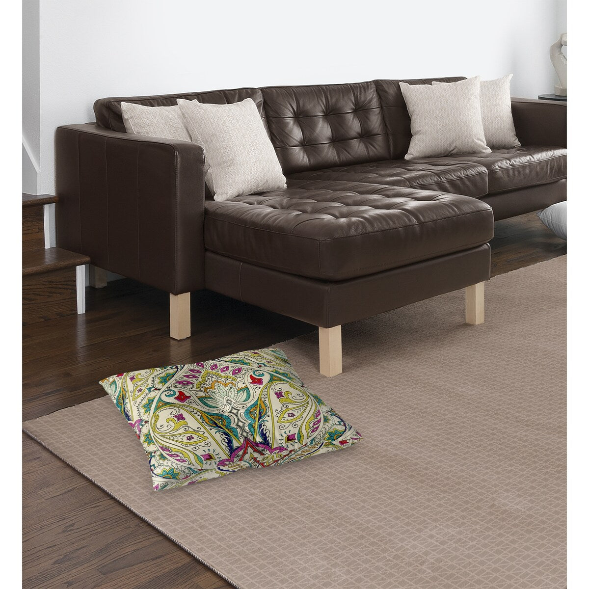 MAHAL IVORY MULTI Floor Pillow By Kavka Designs