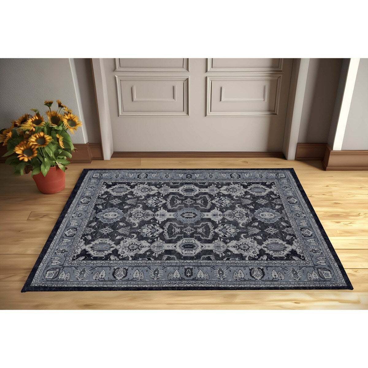MAHAL NAVY with Rubberized non-slip Backing Indoor|Outdoor Mat By Kavka Designs