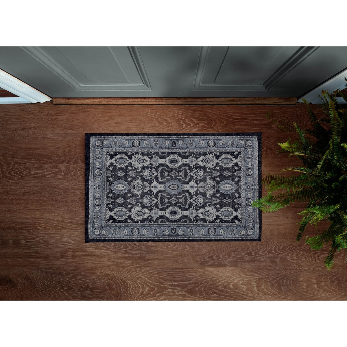 MAHAL NAVY with Rubberized non-slip Backing Indoor|Outdoor Mat By Kavka Designs