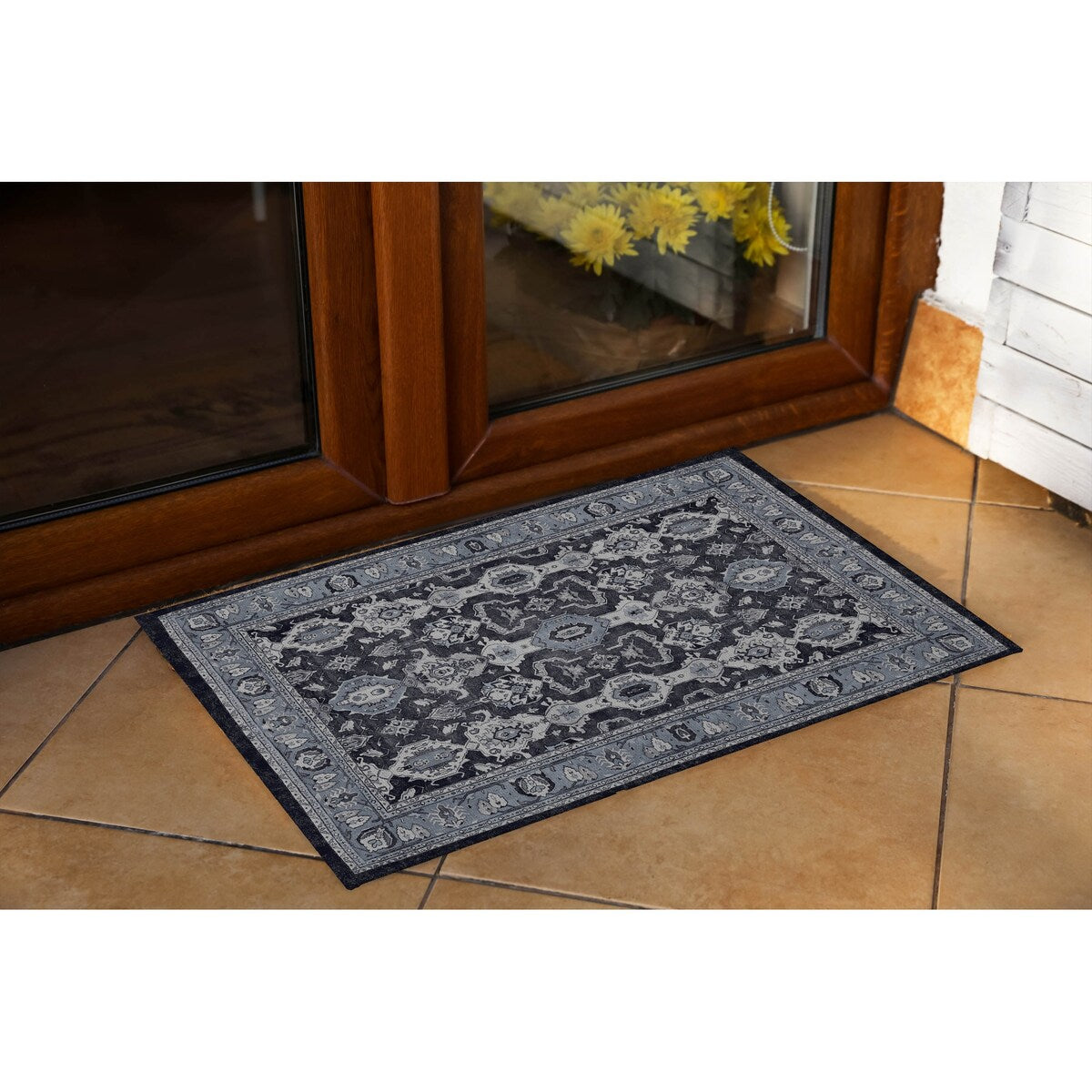 MAHAL NAVY with Rubberized non-slip Backing Indoor|Outdoor Mat By Kavka Designs
