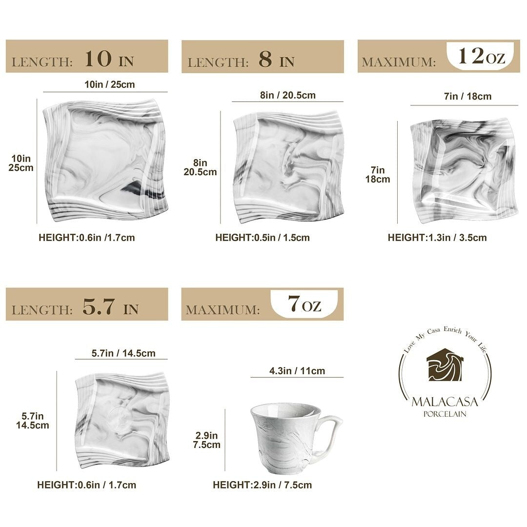 MALACASA Amparo Porcelain Dinnerware Set